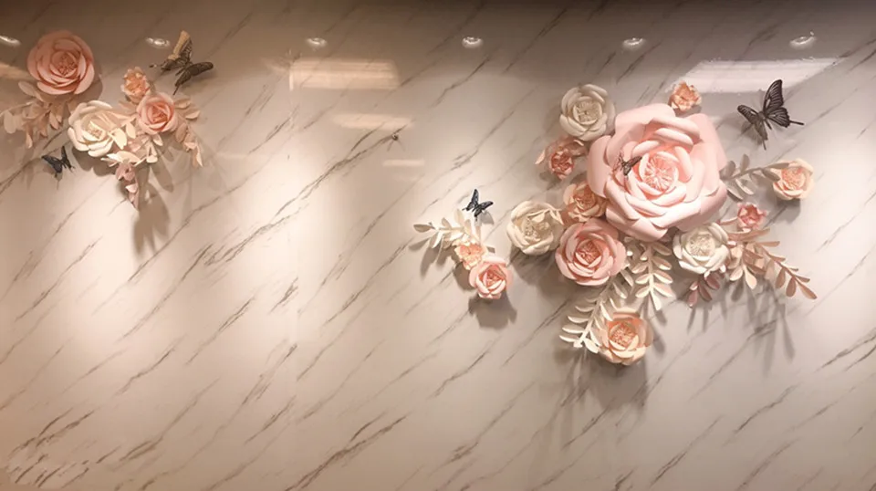 Листата 12 парчета 18 цвете Сватбен магазин за декорация на фона на стени тапети на цветя 3 d цвете на крайния продукт