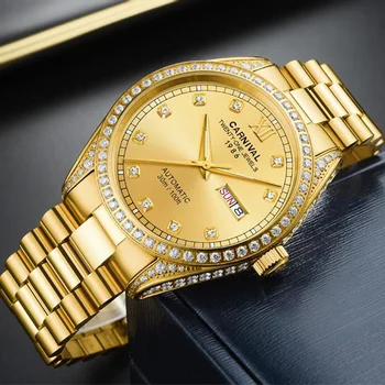 Луксозни Златен Часовник за Мъже на S Часовници от висок клас Марка Мъжки Автоматично Механични Часовници Мъжки MIYOTA Механизъм Relogio Masculino