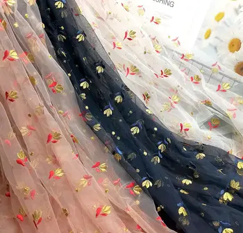 мека бродирани мрежа лейси плат рокля облекло окото декоративна тъкан ширина 1,5 м