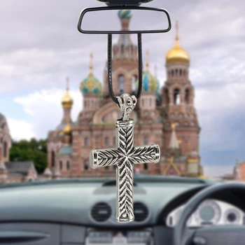 Метален Кръст Исус Е Християнски Религиозен Автомобил Огледало За Обратно Виждане Украса Украса Окачен Авто Висулка Авто Аксесоари Подаръци