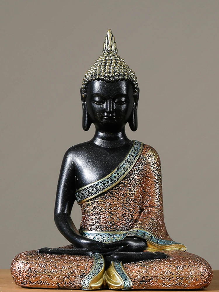 Митническо Югоизточна Азия Тайландски Лежащ Буда Малка Статуя, Скулптура Тайландски Ресторант Веранда, Градина Начало Декор, Украса Кола