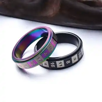 Модерен е Черно/Дъга пръстен с цифри, Мъжко/Женско, размер 6-11, 6 мм, пръстен от титанов Стомана, Въртящо се Пръстен