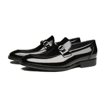 Модерен черен/вино-червено Лоферы, мъжки модел обувки, Сватбени обувки от естествена кожа, обувки за Бала За момчета