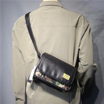 модни камуфляжная мъжка чанта през рамо за почивка, военна зелена градинска чанта през рамо, японската и корейската чанта през рамо, флип