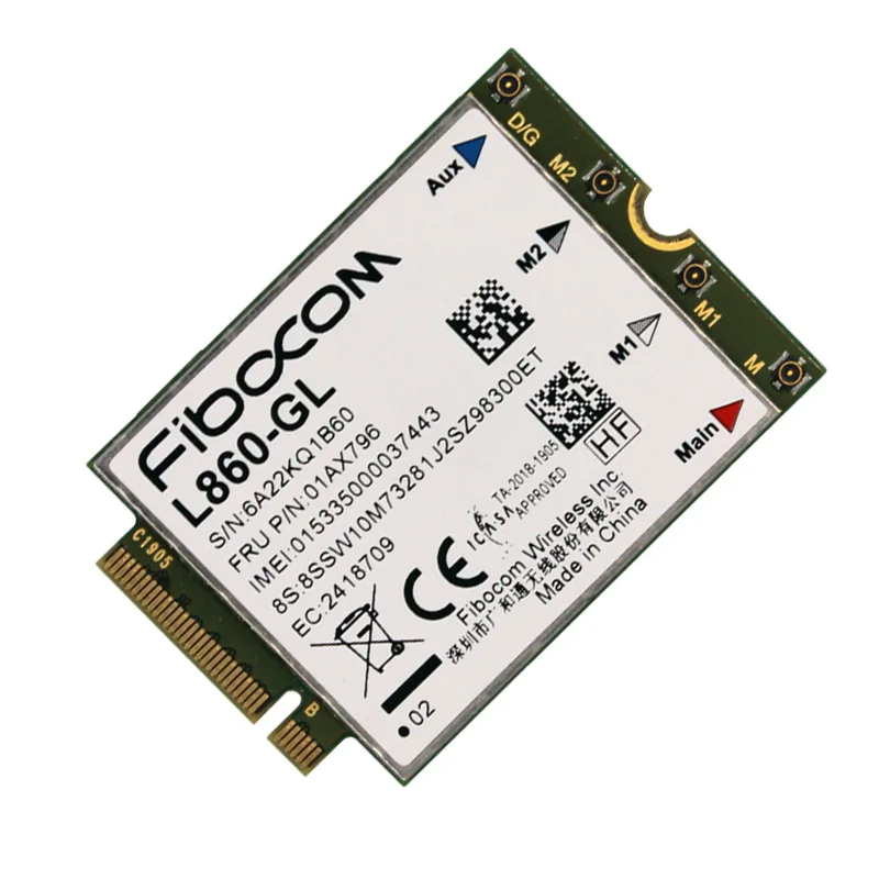 Модул Fibocom L860-GL FRU 01AX796 LTE CAT16 global за лаптоп Thinkpad x1 Carbon 7th 8th Yoga 4th 5th P14S X13 P15S T490 T14S