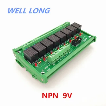 Монтиране на DIN-шина 8-канален модул за интерфейса реле хранене NPN тип 9V 15A интерфейс Модул реле хранене, высокочастотное реле JQC-3FF-9V-1ZS.