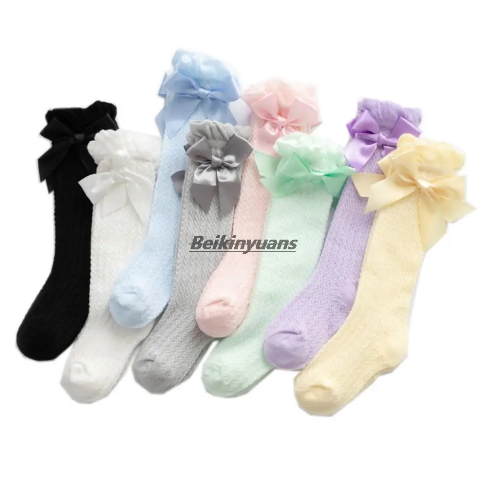 Мрежести Чорапи За малки момичета, Летни Детски Чорапогащи, Чорапи Принцеса С Лък, Чорапи Вертикални Райета, Противокомарни чорапи