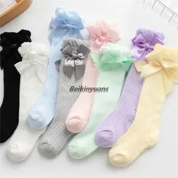 Мрежести Чорапи За малки момичета, Летни Детски Чорапогащи, Чорапи Принцеса С Лък, Чорапи Вертикални Райета, Противокомарни чорапи