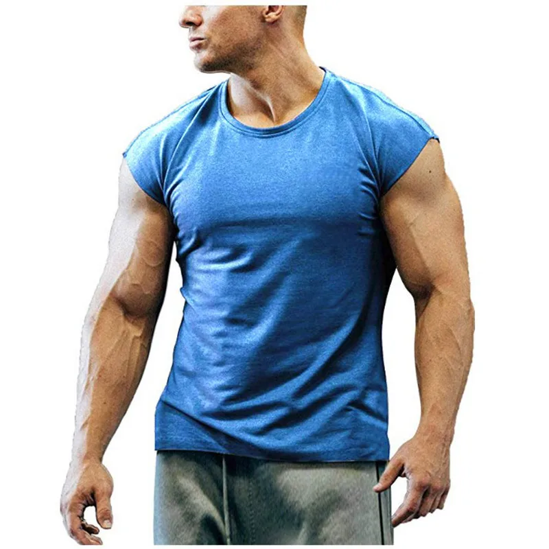 Мъжка тениска за бягане, бързосъхнеща компресиране спортна тениска, тениска за бягане във фитнеса, на горната фланелка