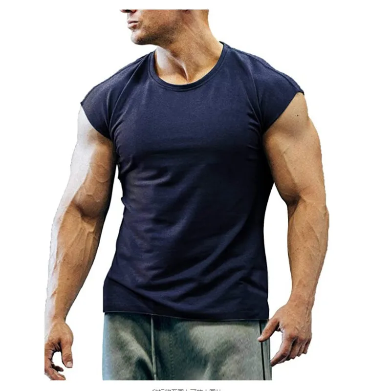 Мъжка тениска за бягане, бързосъхнеща компресиране спортна тениска, тениска за бягане във фитнеса, на горната фланелка