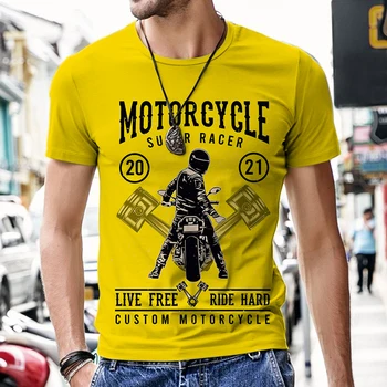 Мъжки тениски, тениски с мотоциклетным Шарени, забавни Ежедневни Мъжки Облекла в стил хип-хоп, 3D Принт, Модерен Големи О-образно деколте, Дишаща Стил, Стръмни