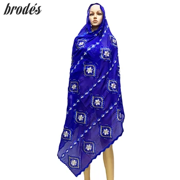 Мюсюлманската Жена. → Шал от Памук За Африканската Жените Шалове забрадка Туркуш Индийски Арабски Шал от Памук Hijabs Бродирам LH178