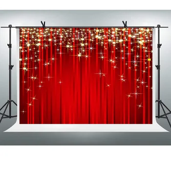 На сцената на Червения Килим Завеса Фонове Блясък на Злато Боке Звезди Снимка Фон Банер За Парти Декор на Стената Плакат Винил 7x5 10x8