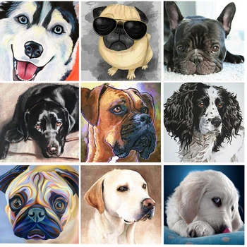 Направи си САМ 5D Диамантена Снимка на Кучето Серия Комплект Пълна Тренировка Квадратна Кръгла Бродерия Мозайката е Художествена Картина От Страз Начало Декор Подаръци
