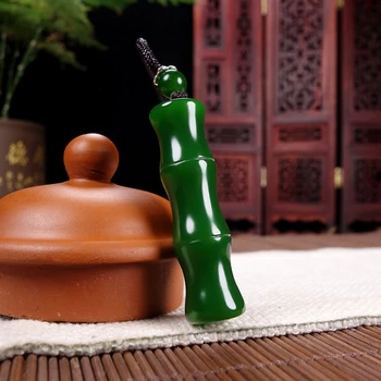 Натурален Hotan нефритови висулка, стъпка по стъпка се издига Яспис бамбуковое Колие спанак зелена Висулка