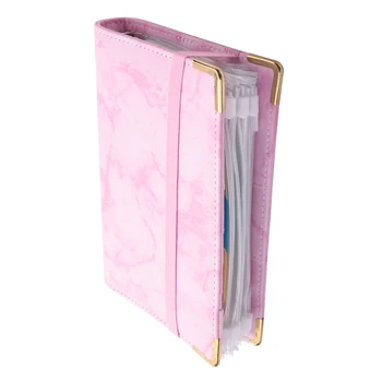 Нискотарифна папка с конвертами с цип, пари в пликове за изготвянето на бюджета за деца и възрастни - Cash Organizer - Дизайн от розов мрамор