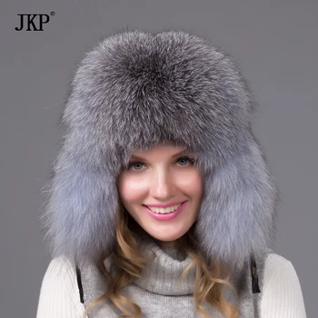 Нова зимна кожа капачка за жени, шапка, от естествена лисьего кожа с кожа, Русия модни топла шапка-бомбер, луксозна шапка с добро качество