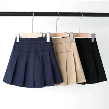 Нова памучен плиссированная пола за момичета, детска пола с еластичен колан, детска, училищна пола на гимназията, Къса пола
