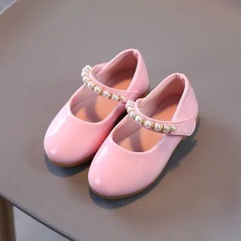 Новата пролетно-есенен детски модни обувки на принцесата, расшитая мъниста, обувки на равна подметка за малки Момичета, детски рокли за партита, детски кожени обувки за момичета 33