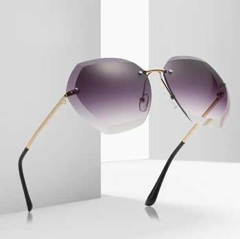 Нови Модерни Дамски Слънчеви Очила Без Рамки UV400 Защита Слънчеви Очила Нюанси за Жените Спорт На Открито Gafas De Sol