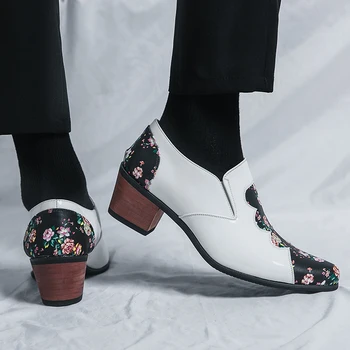 Нови Модни Мъжки Модел обувки с остри пръсти, Обувки, Които Растежа, Мъжки Луксозни Вечерни стоки на Висок ток, Луксозен Дизайнерски Обувки за Банкет