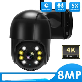Новият 4K WiFi IP Камера за Външен Безжичен Видеонаблюдение Куполна Камера 5MP Поддръжка на 1080P Onvif Защита на Дома за Сигурност iCSee Черен