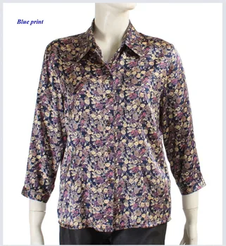 Ново записване, висококачествена и еластична коприна сатен дамски ежедневни риза с отложным яка, женствена блуза от чиста коприна с три четвърти ръкав