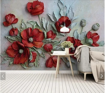 Обичай 3d papel de parede, релефни цветни стенописи за спални хол трапезария фон декорация на дома тапети