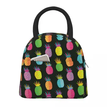Обяд чанти за мъже, жени цветни ананас Ананасът изолиран охладител за преносим пикник училище Оксфорд чанта за съхранение на храна чанти
