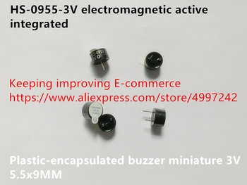 Оригинален нов 100% електромагнитен активен вграден зумер, HS-0955-3V с пластмасова обвивка миниатюрен 3V 5,5x9 mm (индуктор)