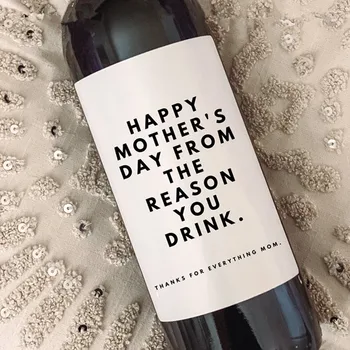 Персонализирайте текст на етикета за вино на Ден на Майката, Персонализирани етикети върху бутилки вино, Забавен Подарък за Деня на Майката за баба
