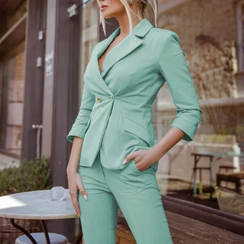 Популярният Пролетно-летни дамски дрехи 2022 г., Женски Модерен Всекидневен Костюм, с джоб на Костюма копчета, Професионален костюм