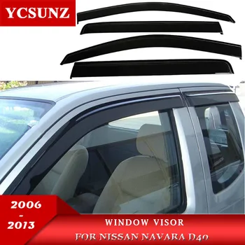 Рамката на прозорец козирка Аксесоари За Nissan Navara D40 2006 2007 2008 2009 2010 2011 2012 2013 2014 Двойна Кабина