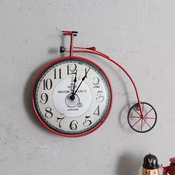 Ретро американска селска дневна спалня креативен стенен часовник bike индивидуална украса часовници стенно монтиране на украса украса