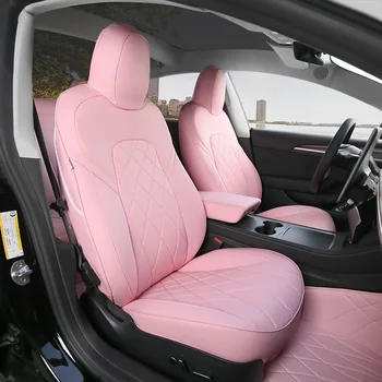 Розови Покривала За Автомобилни Седалки, Комплект За 2017-2022 Tesla Model 3, Веганское Украса От Кожа Напа, Защитни Аксесоари За Момичета, Жени