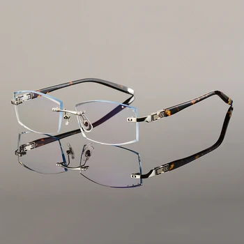 Свръхлеки Мъжки Рамки За Очила Без Рамки На Очила За Късогледство С Градиентной Диамант Покритие Рамки За Очила Рецепта Оптични Очила