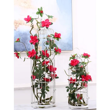 Селски изкуствени цветя, клон декоративни цветя за сватба цвете Rhododendron домашна стая маса, сватбена украса цвете пластмаса