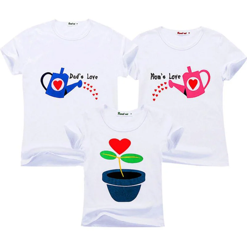 Семеен модерна лятна тениска култивират Любов с къси ръкави, един и същ Семейна Дрехи за майка, дъщеря и баща, Син