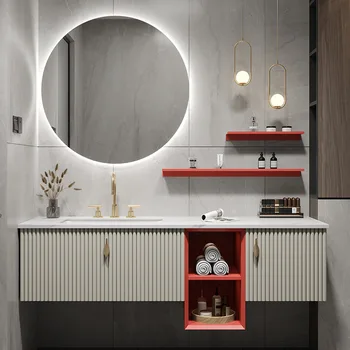 Скандинавски Дизайн Лесен луксозен прост каменен шкаф за баня разход на тоалетната, за миене на ръце, измиване на лицето, шкаф за мивка