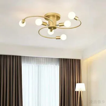 Скандинавски лампа за главната спални, модерен прост романтична тавана лампа за дрешник, луксозна трапезария, хол, светло златни