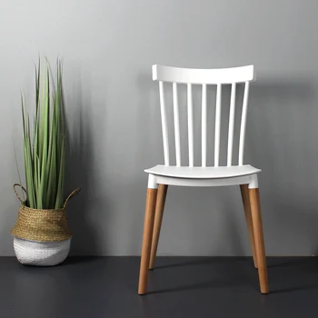 Скандинавски прост INS Wenshayi случайни стол с облегалка Японски пластмасов стол от масивно дърво дизайнерски преговорния шезлонг