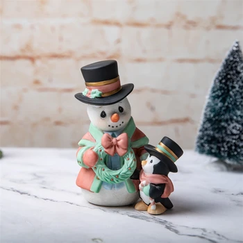 Скъпоценни Моменти Керамични Украси Коледна Украса, Снежен Човек В Скандинавски Стил Коледен Подарък