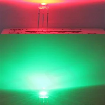 Сламена Шапка Biocolor 5 мм Led Диод Червен @ Зелен Общ Анод 3 на сондата