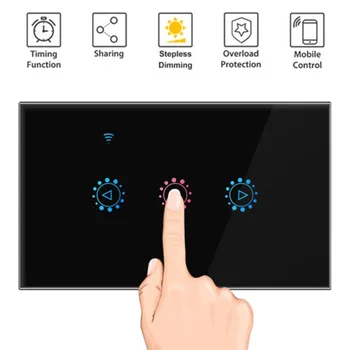 Стандартен Черен WIFI Умно Дистанционно Управление Със Сензорен Димер Алекса Google Tmall Smart Dimmer Switch С приложение