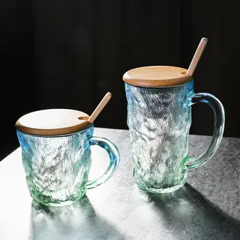 Стъкло с изображение на ледника с капак, дръжка за лъжици, благородна чаша за пиене, домакински чаена чаша, чаша за вино, кафе, чаша, стъклени съдове за пиене