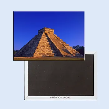 Сувенири, Магнити , Мексиканските Пирамиди на маите Правоъгълник Метален Магнит За Хладилник 5495 Туристически Сувенир