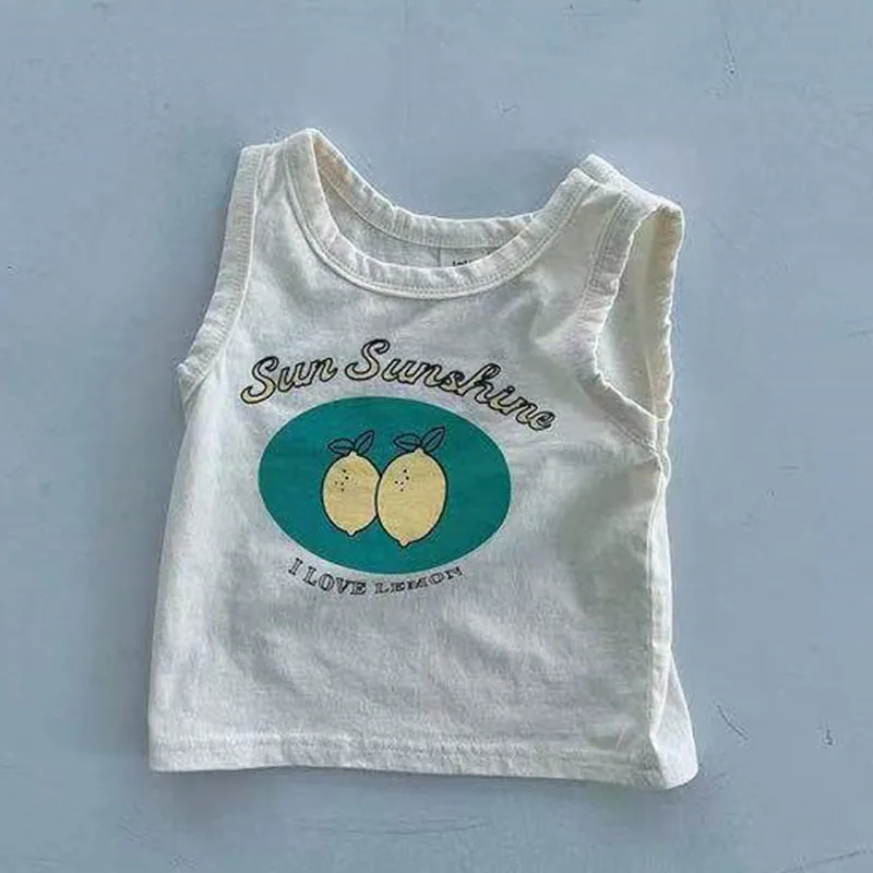 Тениска без ръкави За новородени Момчета и Момичета с Плодов Принтом + къси Панталони, Костюми, Летни Дрехи За Малки Момчета И Момичета, Костюм