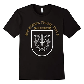 Тениска с Емблема на 5-та група на специалните сили (WWD), Нова тениска от 100% Памук с Къс Ръкав и Кръгло деколте, Случайни Мъжки Топ
