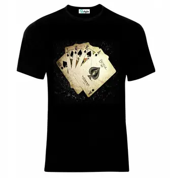 Тениска с изображение на щастливите покер карти. Лятна Памучен Мъжка Тениска С Кръгло Деколте и Къс Ръкав, Новата S-3XL