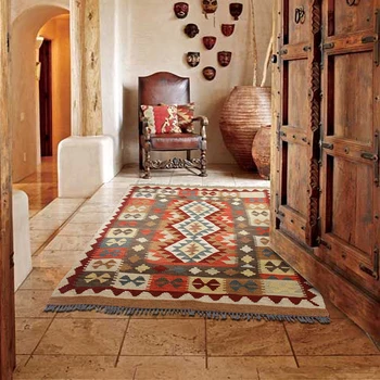 Точка килим Розови килими бегач килим декорация на пода в стаята Ретро модернизъм геометричен Вълнен Килим Килим